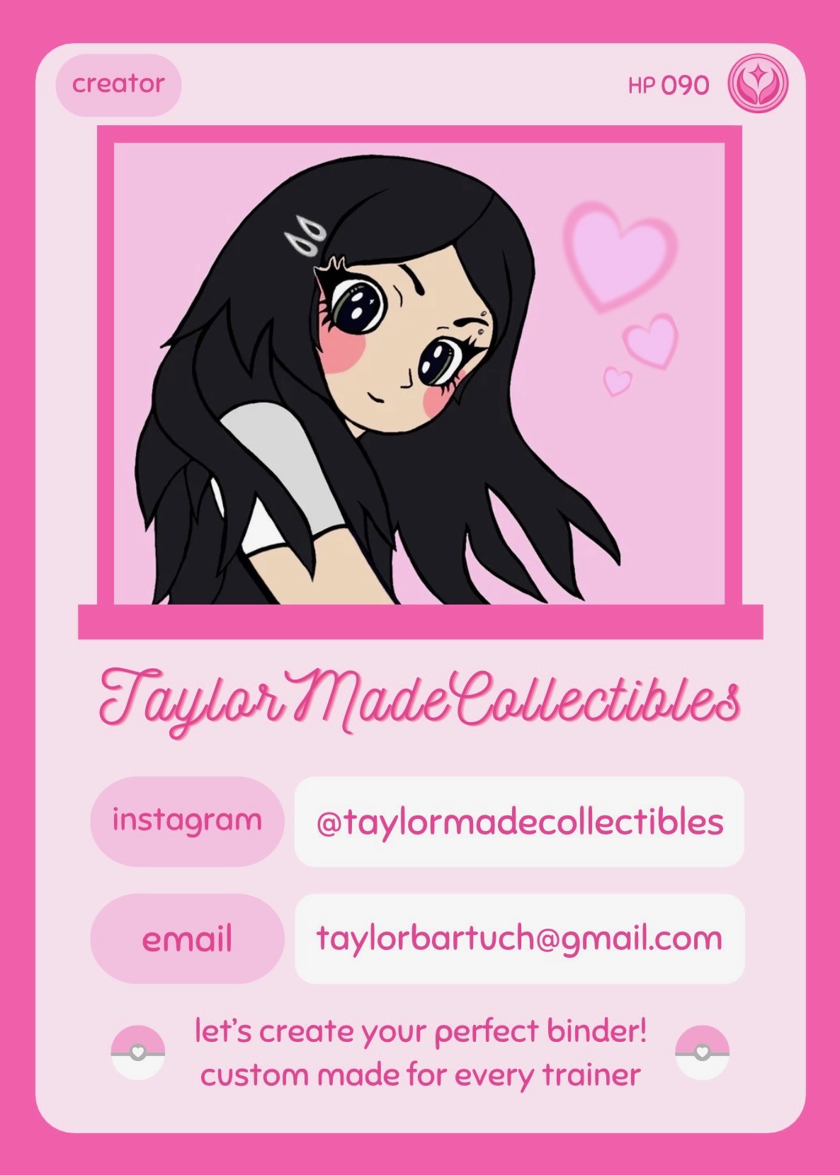 TaylorMadeCollectibles creator card — instagram @taylormadecollectibles, email taylorbartuch@gmail.com